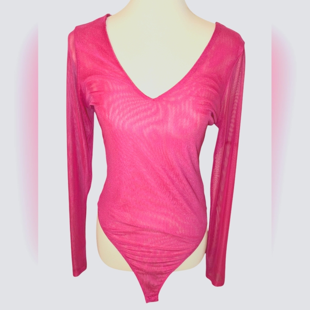 Women's Pink Sheer Bodysuit